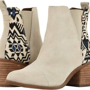 TOMS Esmeralda Suede Chelsea Boots with Metallic Jacquard Detail
